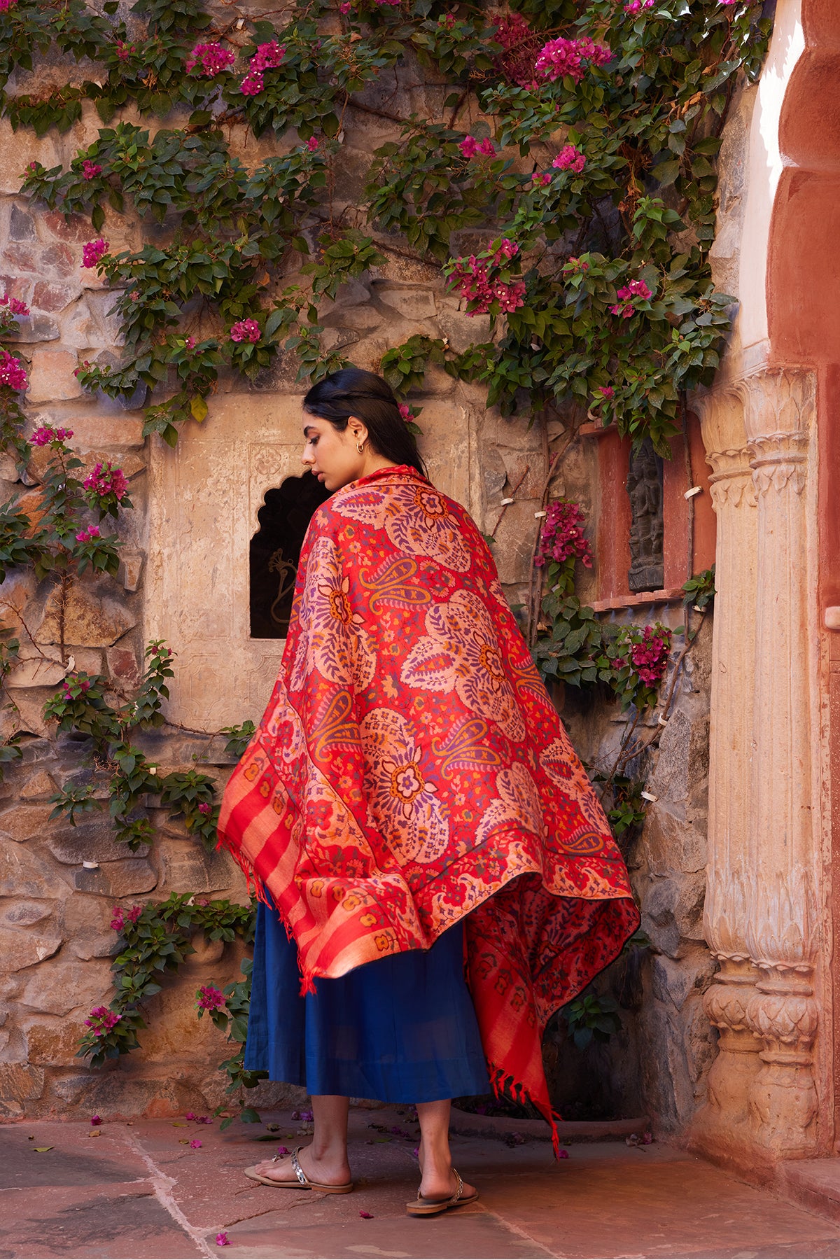 Blood Red Kani Jamawar Pashmina Shawl