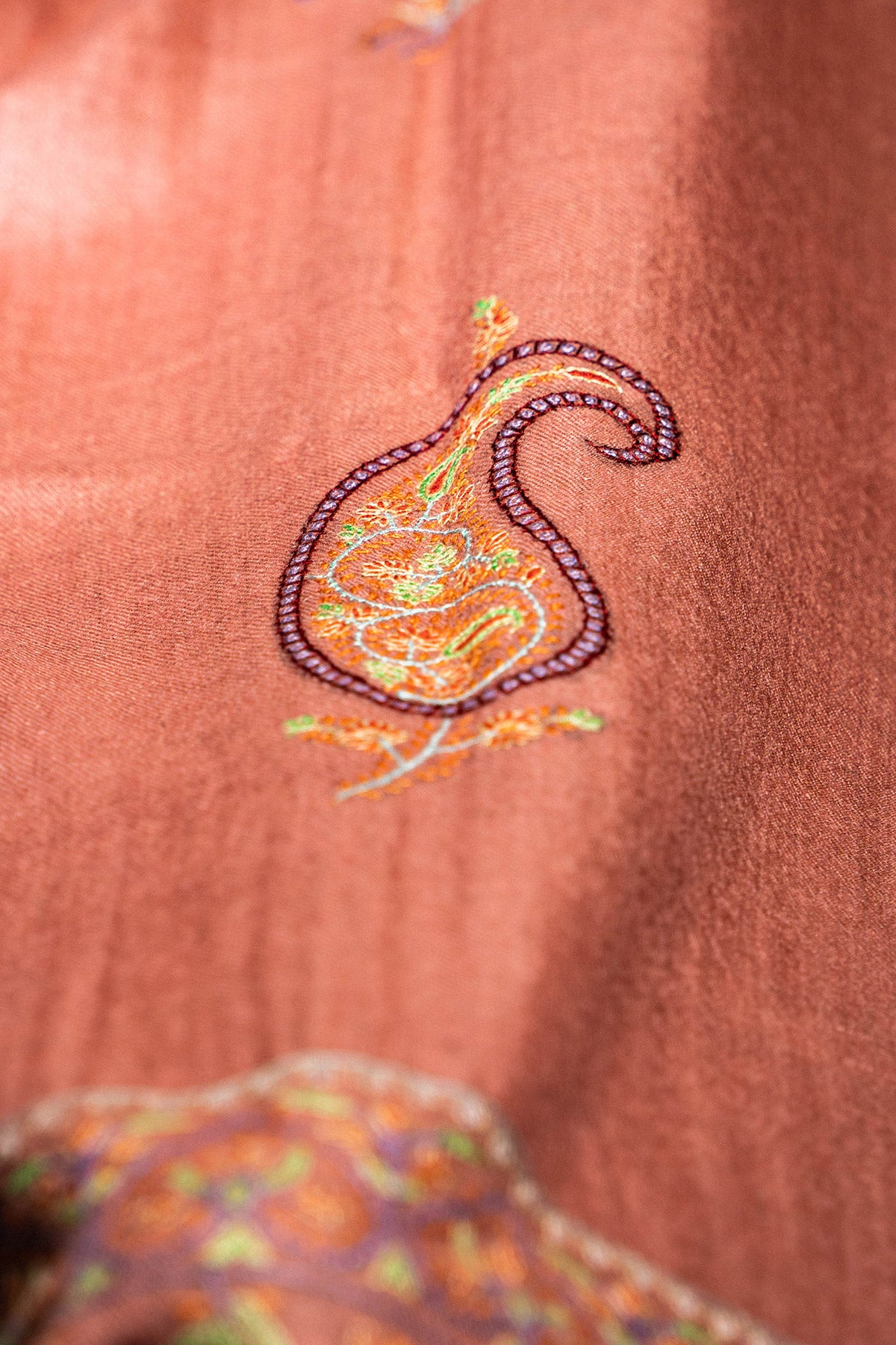 Rose Pink Palladar Botidar Sozni Embroidered Pashmina Shawl