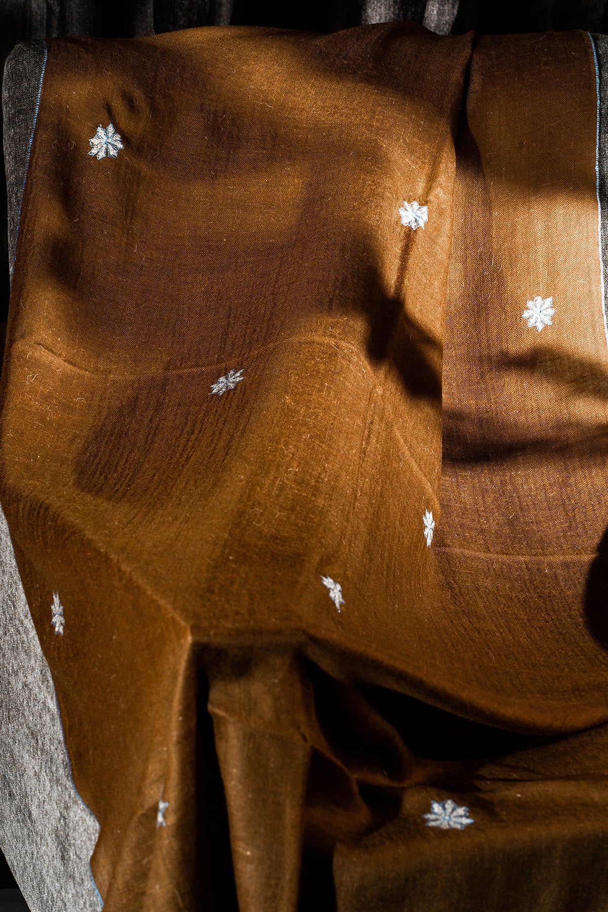 Brown Sozni Motifs Embroidered Pashmina Stole