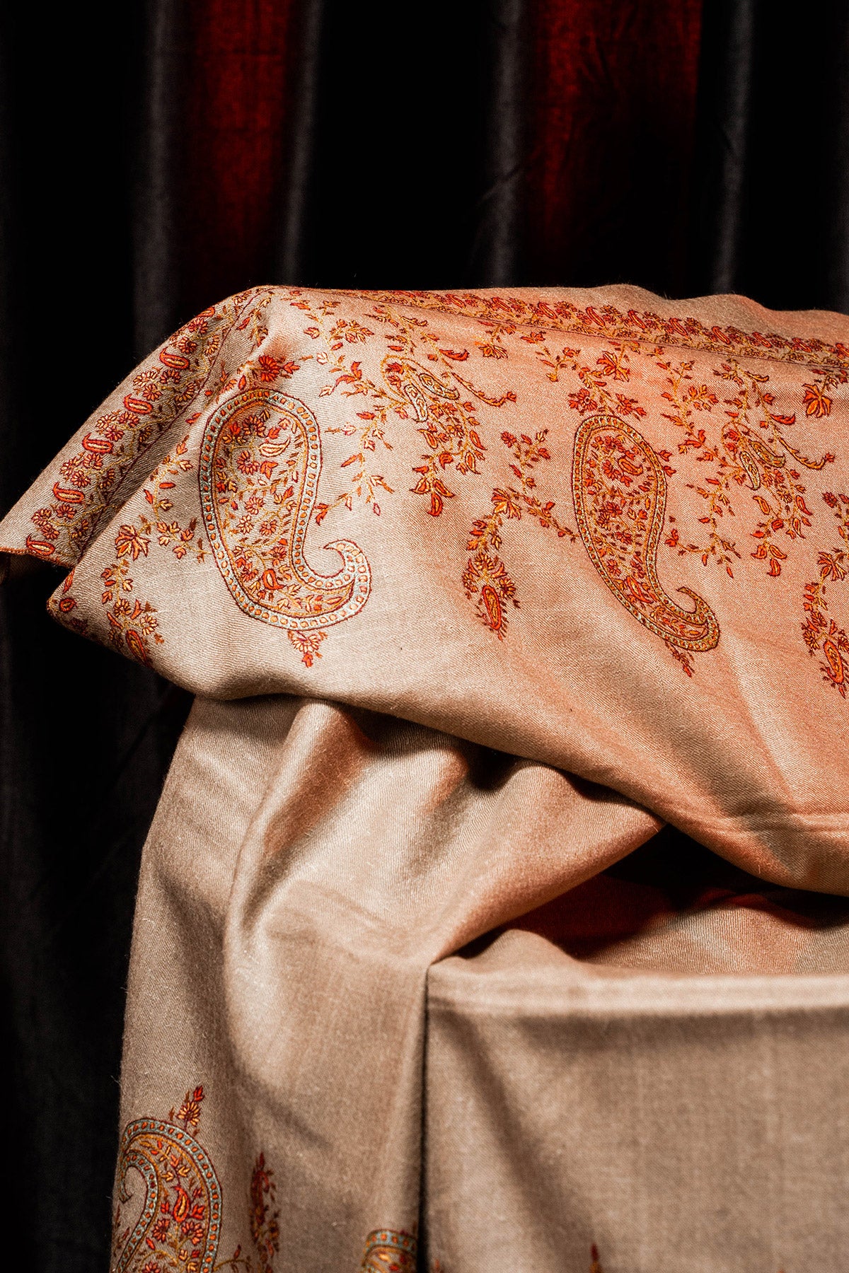 Natural Sozni Embroidered Palladar Pashmina Shawl