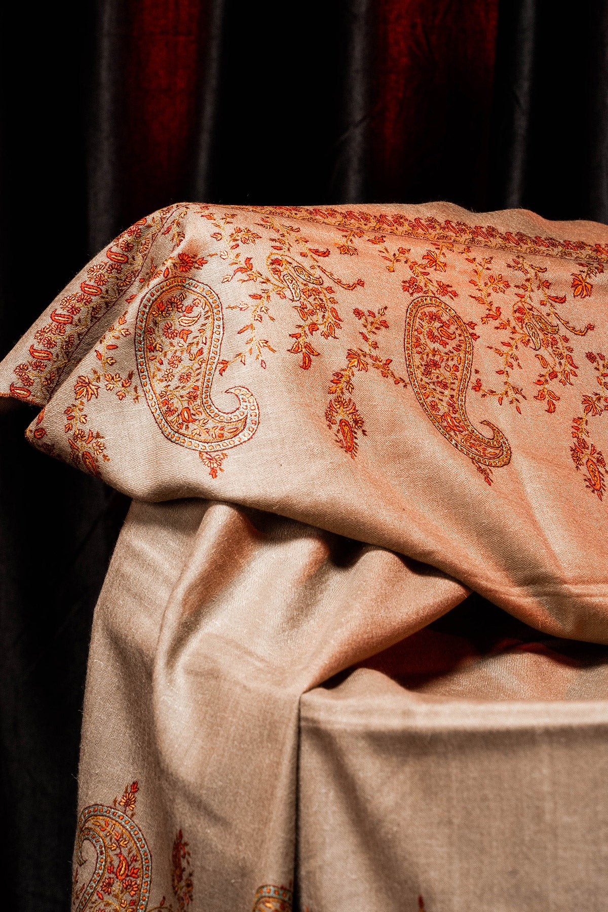 Natural Sozni Embroidered Palladar Pashmina Shawl